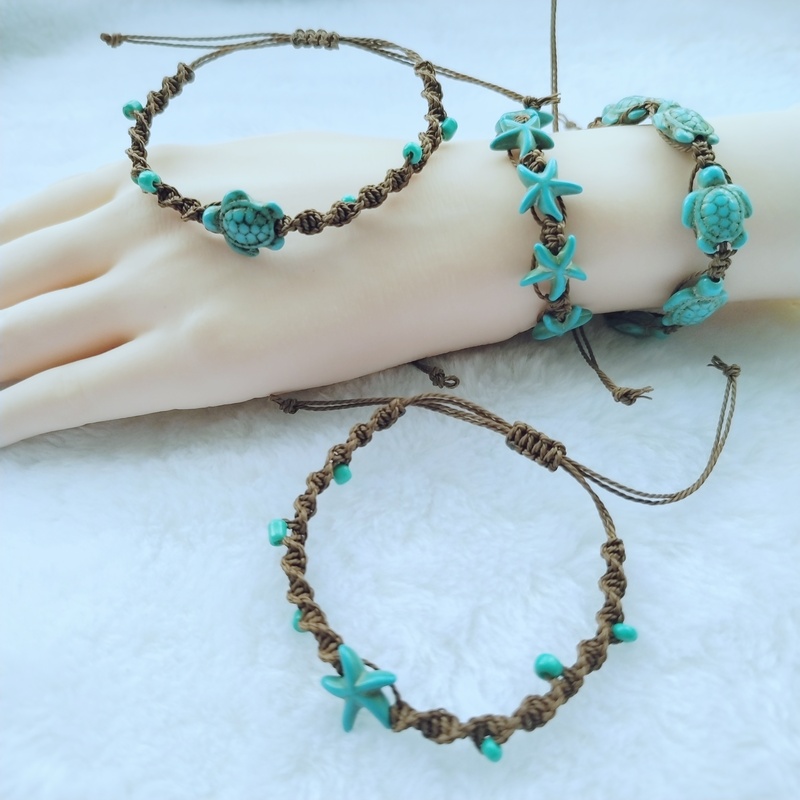 Bohemian Style Turquoise Turtle & Starfish Bracelet